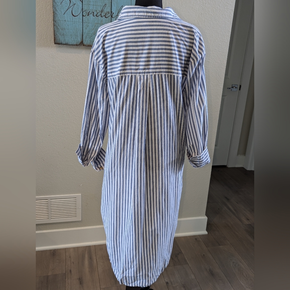 Vintage Havana Striped Button Down Shirt with Tie Front High Low - Picture 4 of 5